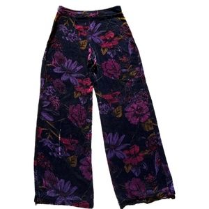 Trina Turk velvet floral wide leg pants